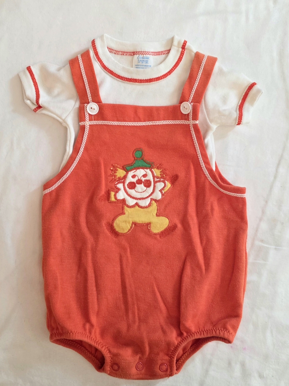 Vintage Carters Clown Overalls 6 Mos Baby Infant Cute Circus Boys Girls
